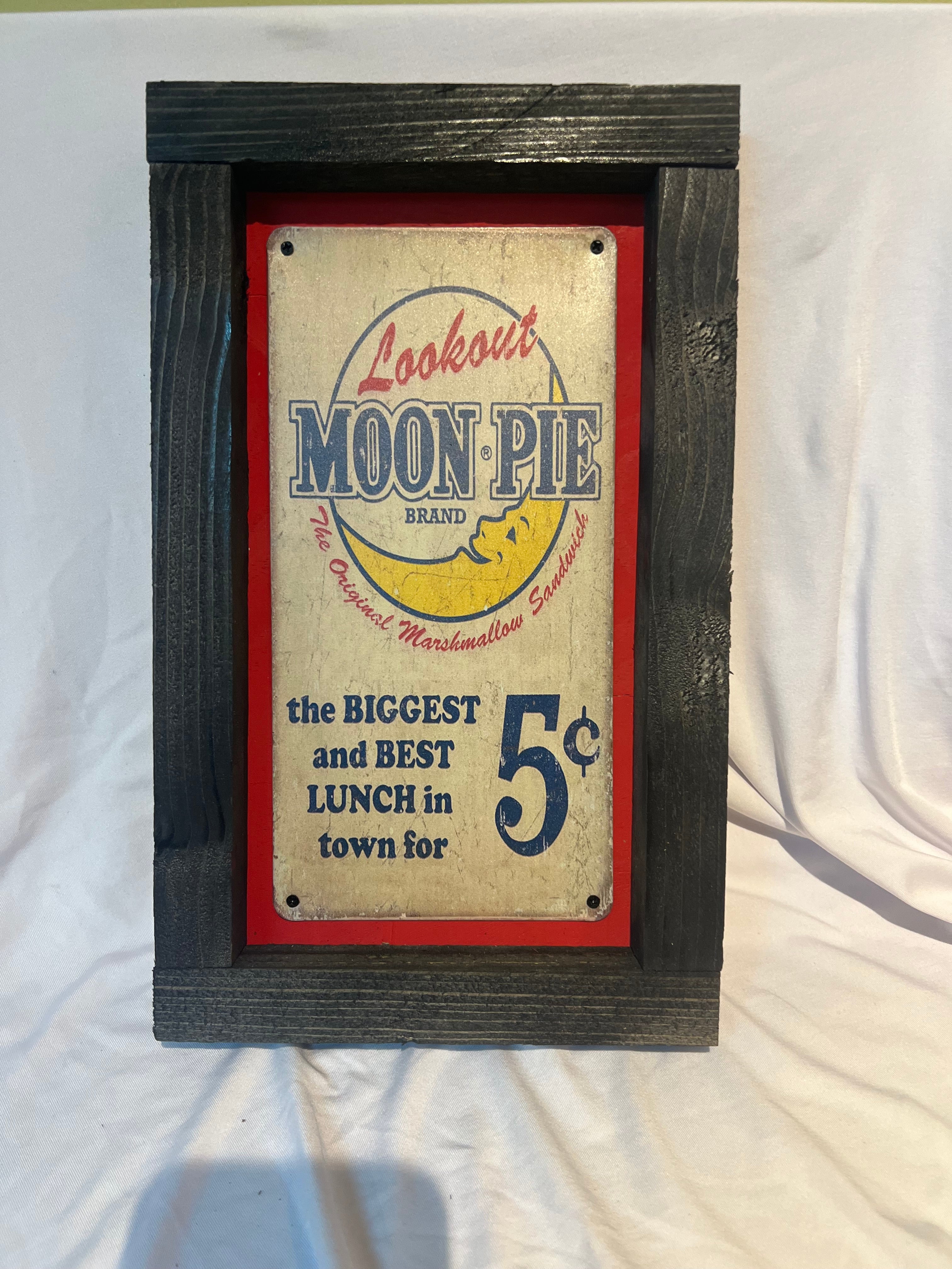 “Moon Pie” Framed Metal Sign 13x8