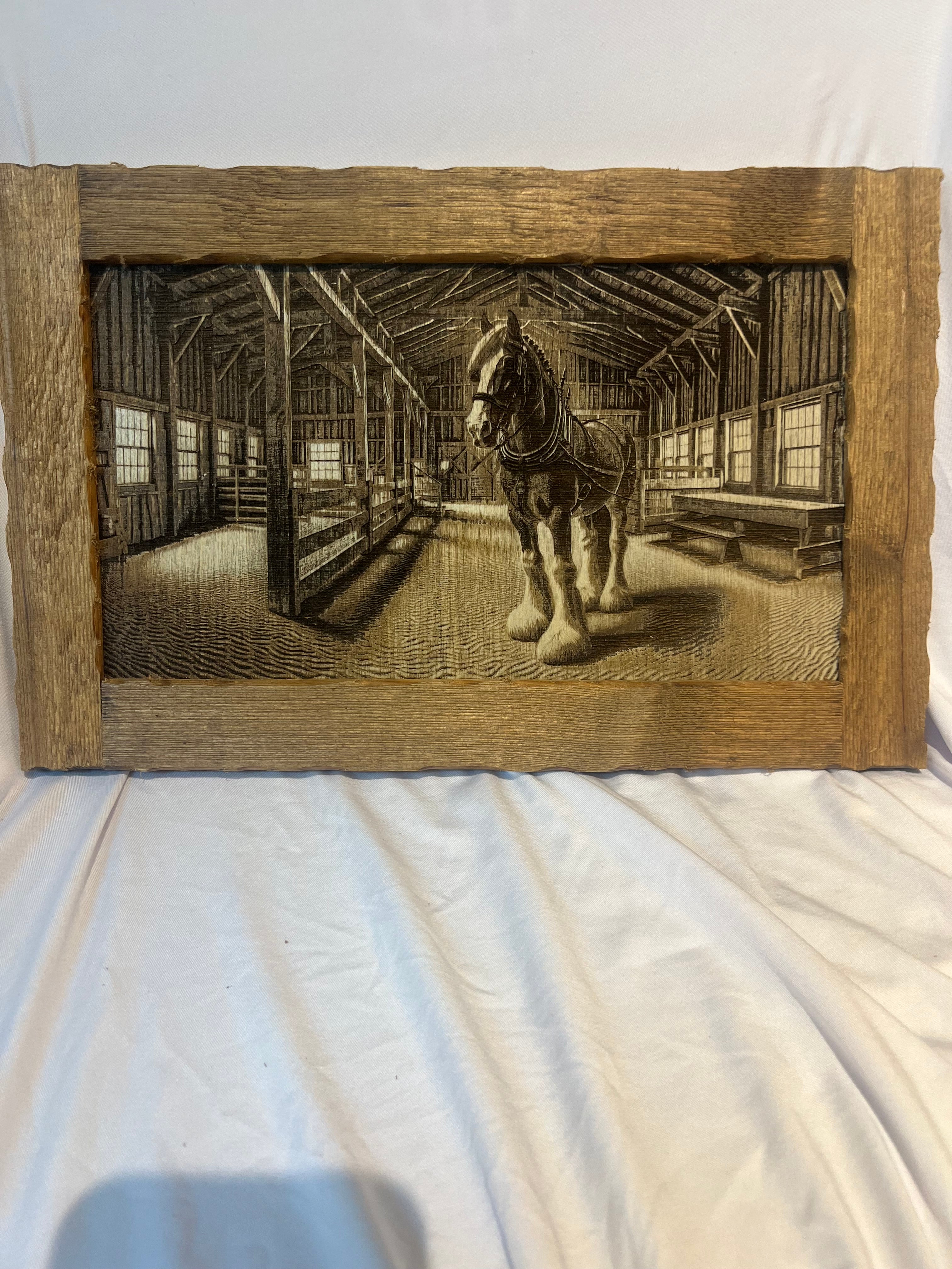 Horse in Barn 15x9.5
