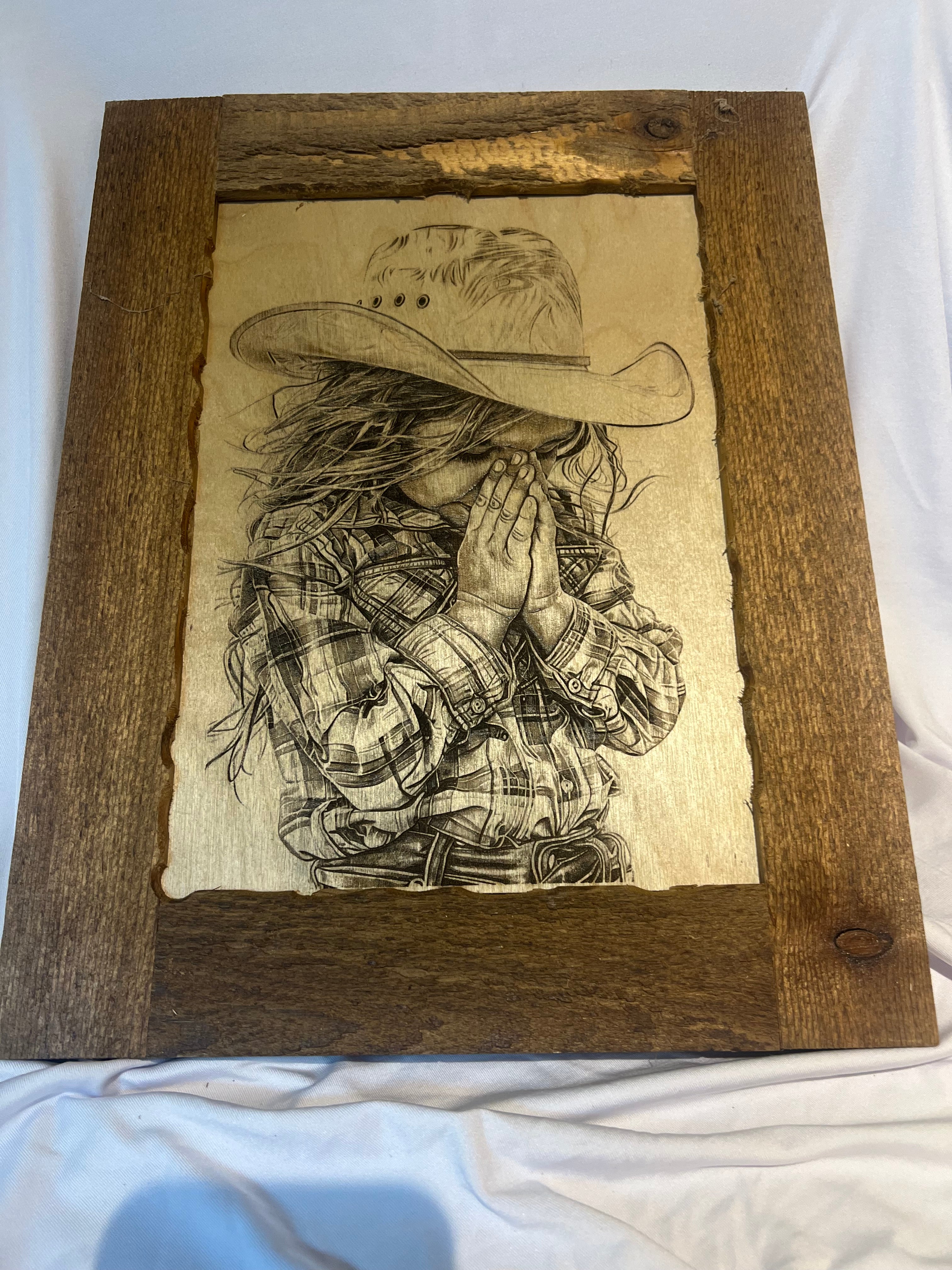Little Praying Cowgirl 15x12