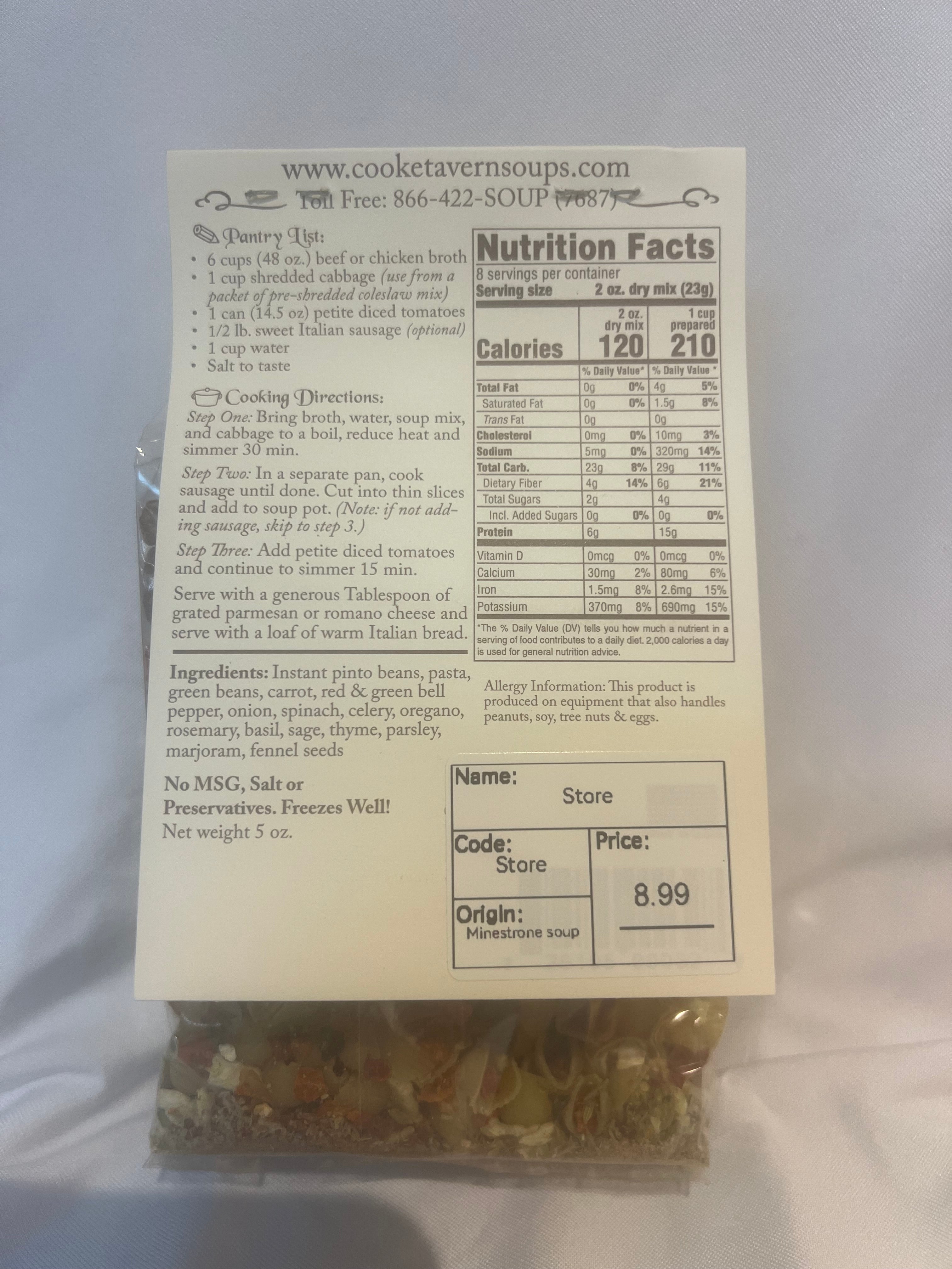 Cooke Tavern Soups – Colonel Maxwell’s Minestrone Soup Mix