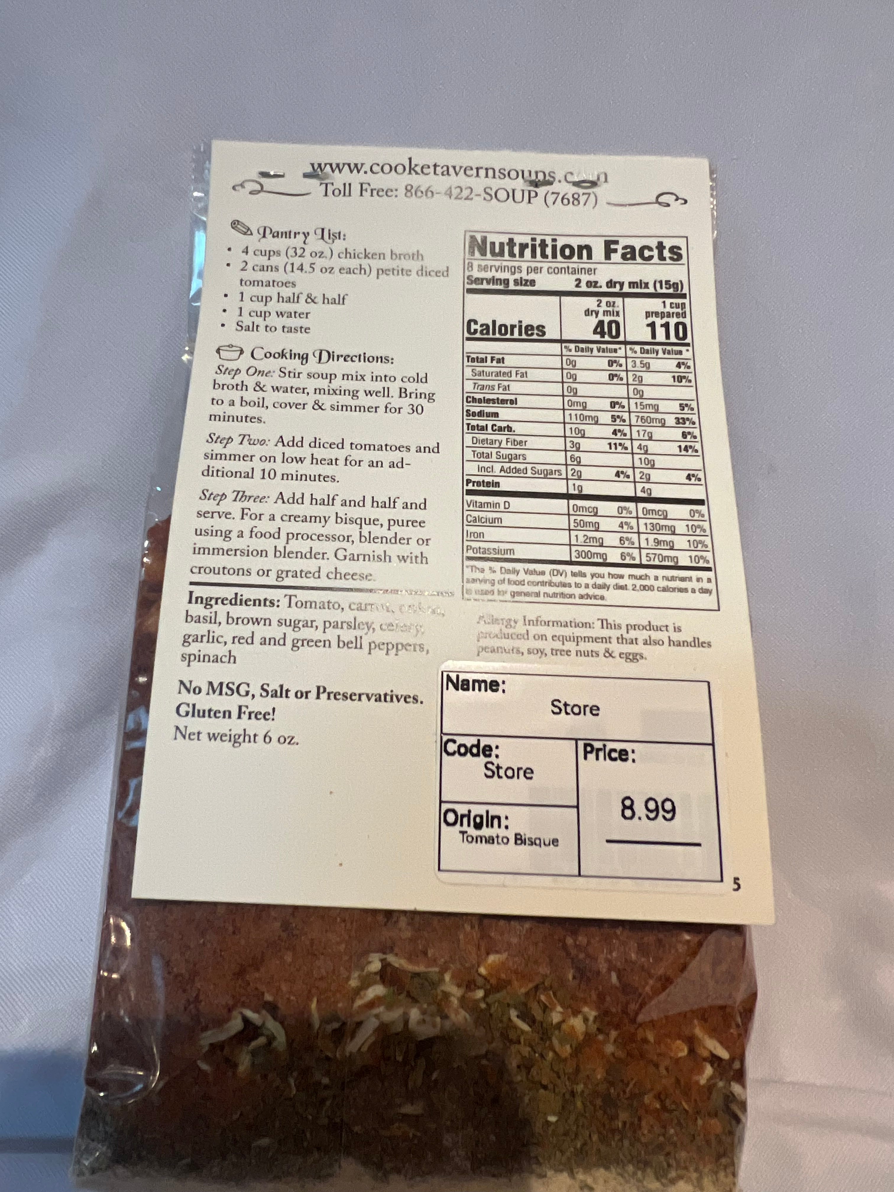 Cooke Tavern Soups – Farmer Al’s Homegrown Tomato Basil Bisque Mix