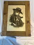 Little Cowgirl and Calf 15.5x12